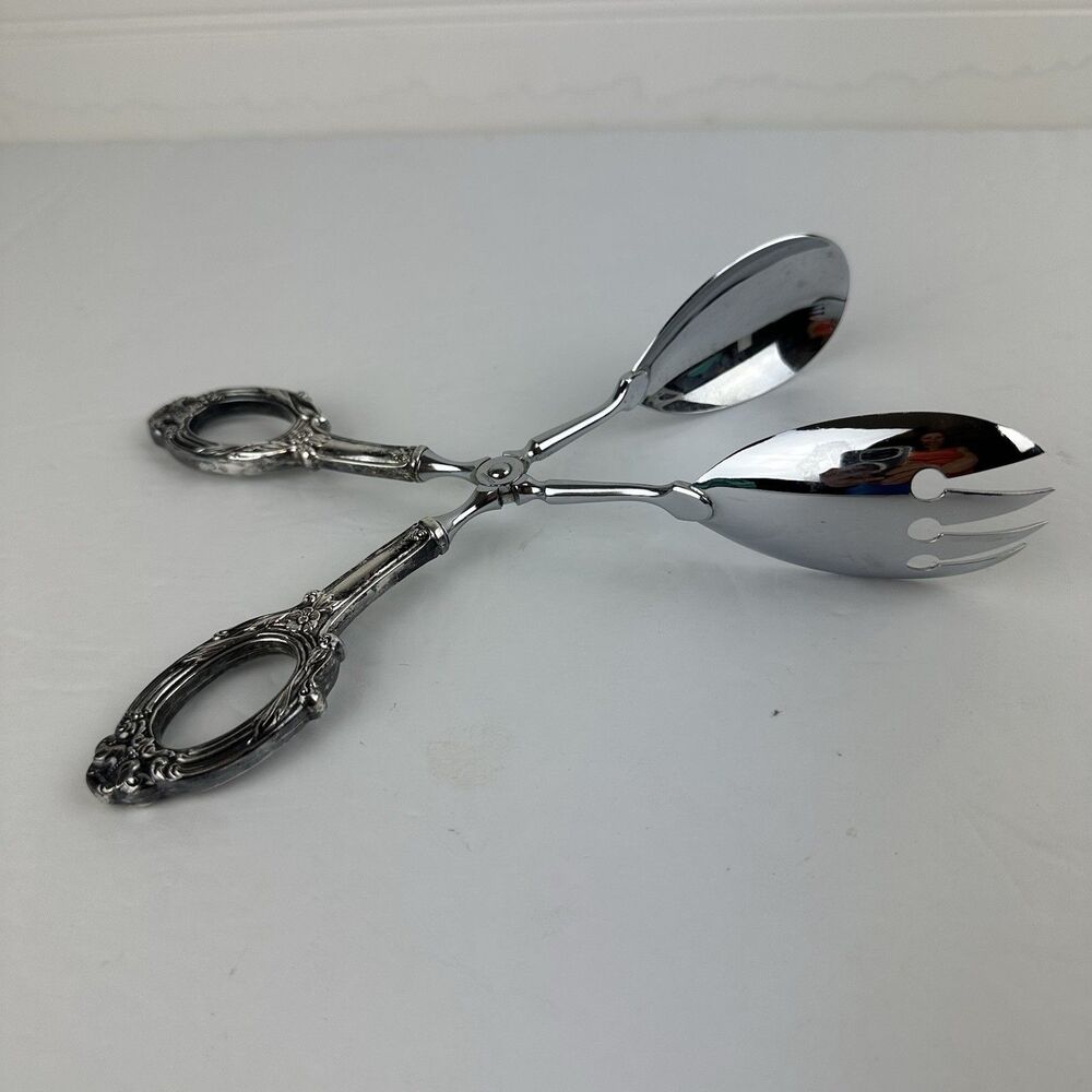 WEB Sterling Handle Ancestry Pattern Germany Stainless Salad Ice Serving Tongs